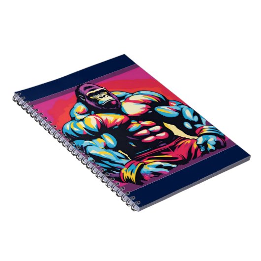 Carnet Gorilla Bodybuilder Lifter Pop Art Dessin (Côté Droit)