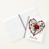 Carnet Gothic Red Rose Heart Vine Artwork Personalized (Intérieur)