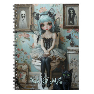 Carnet Gothique Anime Fée & Chat dans la salle de bain Pe