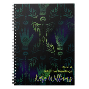 Carnet Gothique Green sorcière main mystique Tarot Journa
