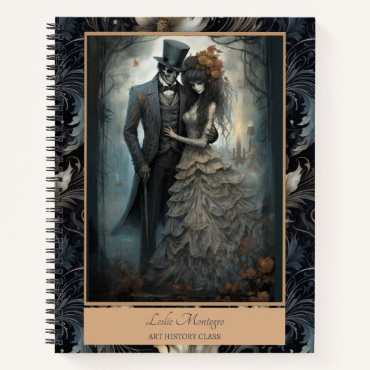 Carnet Gothique Noir Romantique Squelette mariée Groom (Devant)