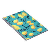 Carnet Gouache de citron jaune motif sur turquoise. (Côté Droit)