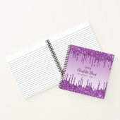 Carnet Gouttes de paillettes violettes, monogramme glamou (Intérieur)