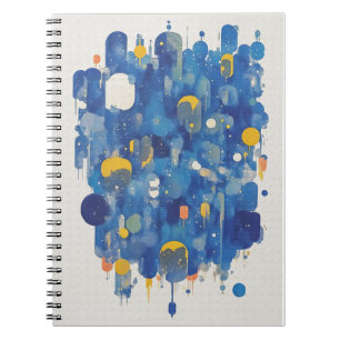 Carnet Gouttes de pluie abstraites bleu or éclaboussure a