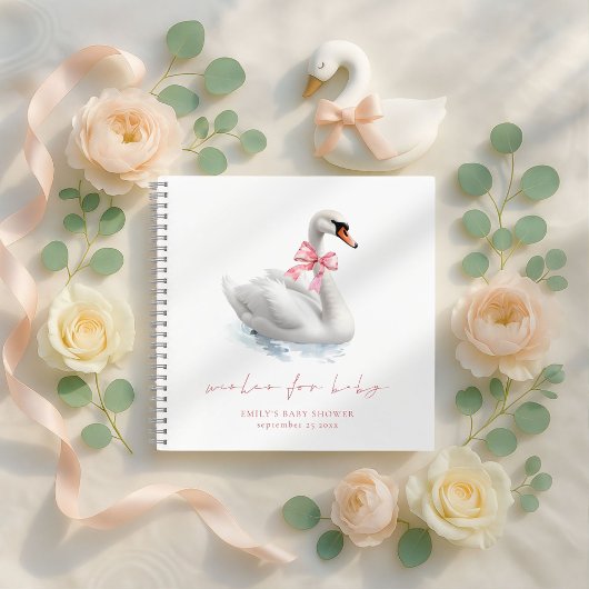 Carnet Graceful Swan Baby Shower Guest Book
