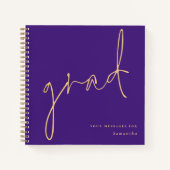 Carnet Grad Gold Script Purple Graduation Guest Book (Devant)