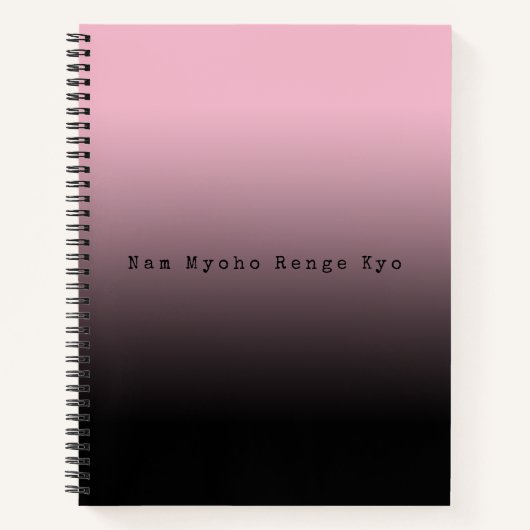Carnet Gradient rose Nam Myoho Renge Kyo Mantra Noir (Devant)