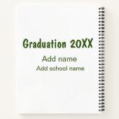 Carnet Graduation 20XX ajouter nom année école vert moder (Dos)