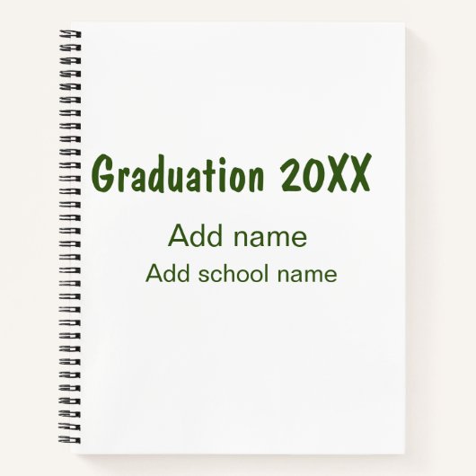 Carnet Graduation 20XX ajouter nom année école vert moder (Devant)