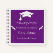 Carnet Graduation Simple Violet Et Blanc Personnalisable (Devant)