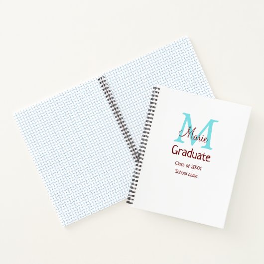 Carnet Gradué ajouter nom monogramme vert rose simple min (Intérieur)