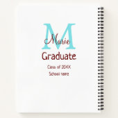 Carnet Gradué ajouter nom monogramme vert rose simple min (Dos)