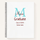 Carnet Gradué ajouter nom monogramme vert rose simple min (Devant)