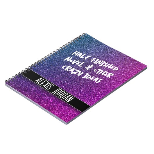 Carnet Graffiti Neon violet rose Parties scintillant noir (Côté gauche)