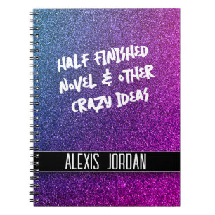Carnet Graffiti Neon violet rose Parties scintillant noir