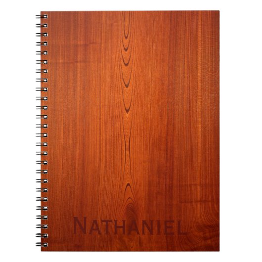 Carnet Grain de bois avec nom (Devant)