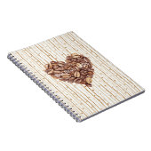 Carnet Grain de café premier cœur rayures points crème (Côté Droit)