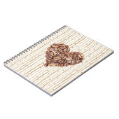 Carnet Grain de café premier cœur rayures points crème (Côté gauche)