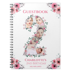 Carnet Grand 2e anniversaire fille photo rose Flower livr