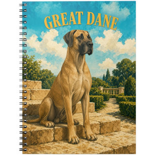 Carnet Grand Danois, Art de chien à l'aquarelle vintage
