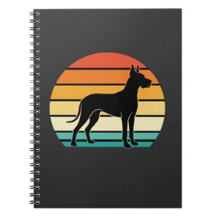 Carnet Grand Danois Rétro Coucher de Soleil Silhouette de