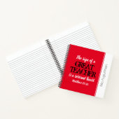 Carnet GRAND ENSEIGNANT SERVANT DE COEUR Merci ROUGE (Intérieur)