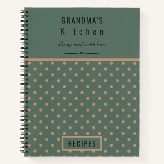 Carnet Grand-mère's Kitchen Blue with Tan Pois Recipe (Devant)