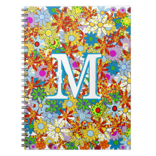 Carnet Grand Monogramme Funky Motif Floral Couleurs vives
