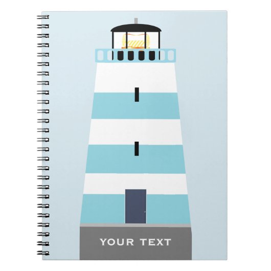 Carnet Grand phare bleu et blanc Personnalisé (Devant)