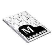 Carnet Grand Piano Music Note Monogramme Pianiste (Côté Droit)