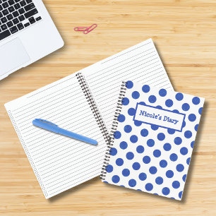 Carnet Grand point bleu Polka moderne