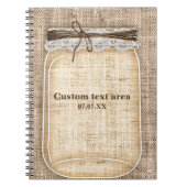 Carnet Grand pot Mason avec Burlap & Dentelle Rustique (Devant)