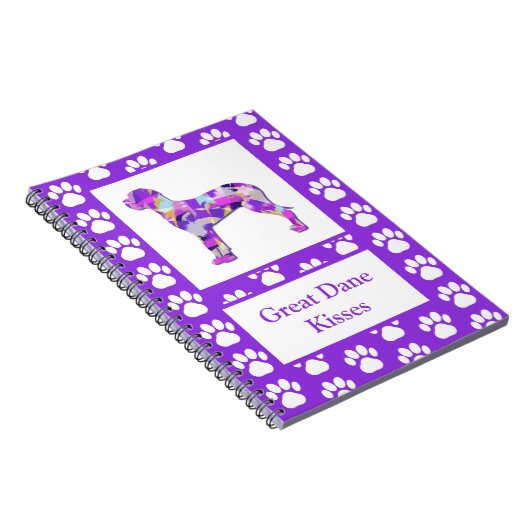 Carnet Grande Dane Chien Silhouette Paw Purple PY&B (Côté Droit)