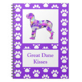 Carnet Grande Dane Chien Silhouette Paw Purple PY&B (Devant)