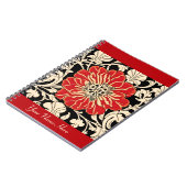 Carnet Grande fleur Art nouveau rouge  (Côté gauche)