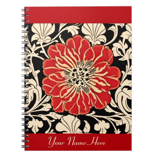Carnet Grande fleur Art nouveau rouge  (Devant)