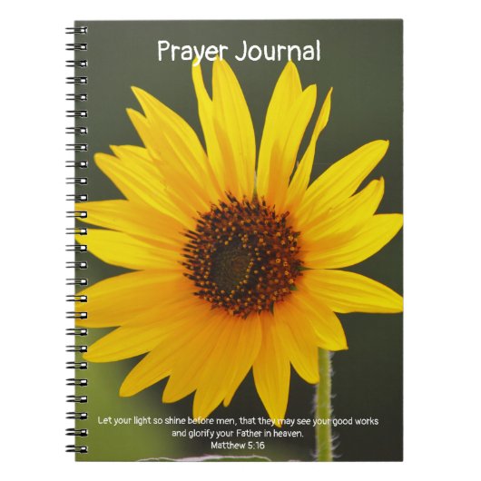 Carnet Grande Fleur Jaune Tournesol Bible Verbe Prière (Devant)