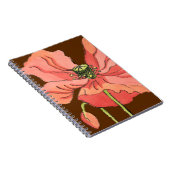 Carnet Grande Fleur rose avec Arrière - plan rouge profon (Côté Droit)