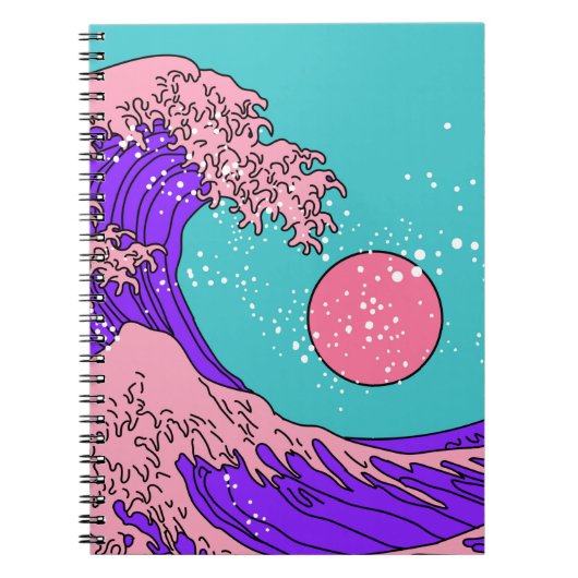 Carnet Grande vague dans le style Vaporwave Pop Art. Affi (Devant)