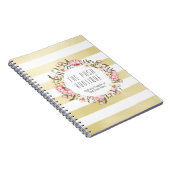 Carnet Grandes dorées modernes et couronne Rose rose (Côté Droit)