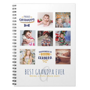 Carnet GRANDPA PHOTO COLLAGE GIFT Proud Papa Pops Gramps