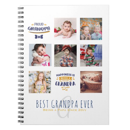 Carnet GRANDPA PHOTO COLLAGE GIFT Proud Papa Pops Gramps (Devant)