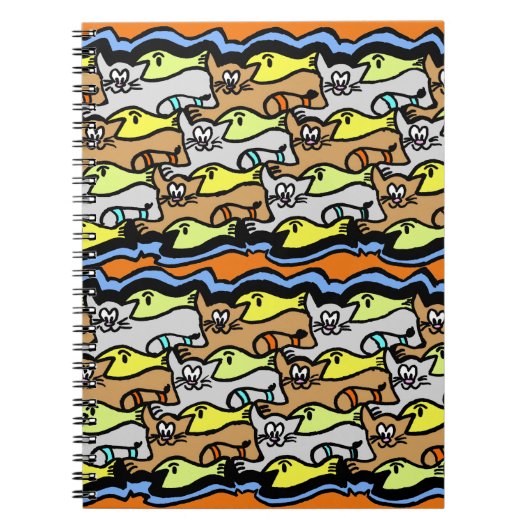 Carnet Graphic Cats and Fish Cartoon Spiral Notebook (Devant)