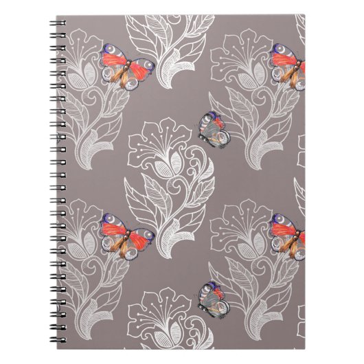 Carnet Graphique à fleurs et papillon, aquarelle, motif (Devant)