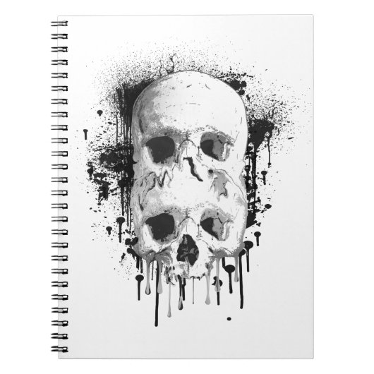 Carnet Graphique de gouttes d'encre noire Skull Drip (Devant)