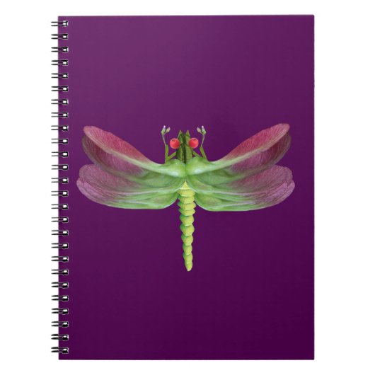 Carnet Graphique de libellule botanique à pétale pourpre (Devant)