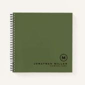 Carnet Graphique de monogramme classique minimal d'olive (Devant)