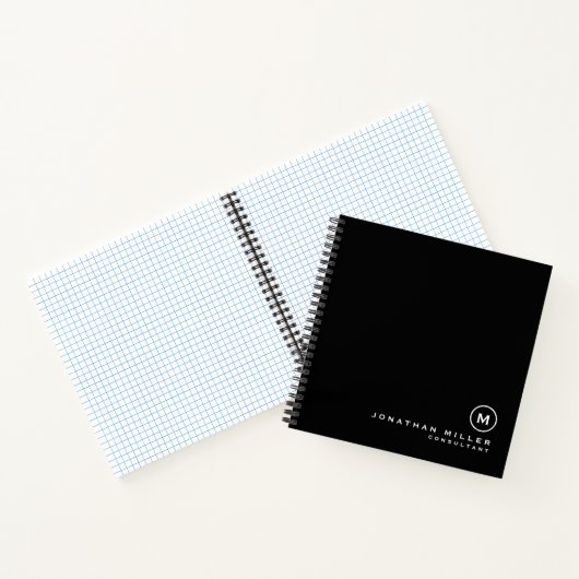 Carnet Graphique de monogramme noir classique minimal (Intérieur)