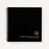 Carnet Graphique de monogramme noir classique minimal (Devant)