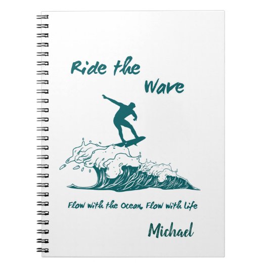 Carnet Graphique de surf inspirant "Ride the Wave" (Devant)